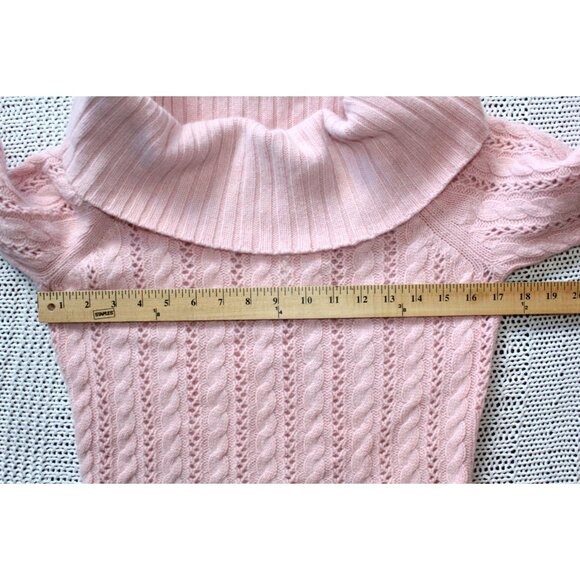 NWT Express Cable Knit Pink Sweater Off Shoulder Size M Wool Cashmere Angora - Picture 2 of 7